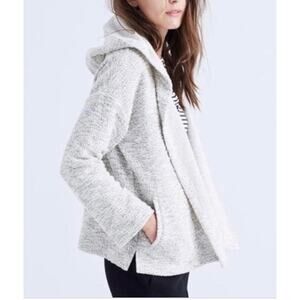 Madewell Textural Hooded Open Jacket Sweater Boxy Fit in Heathered Gray Size XXS